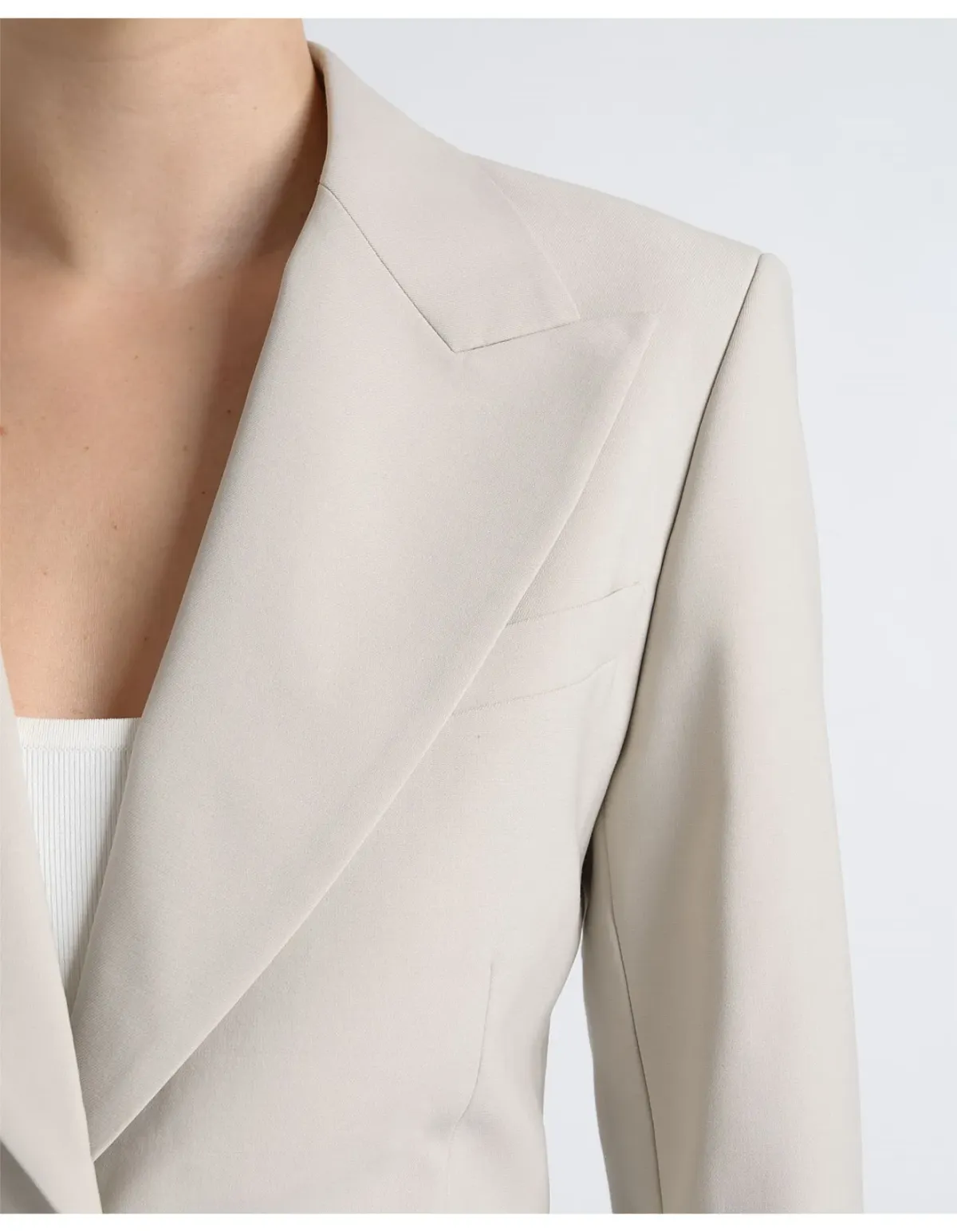Cue Single Breasted Slim Fit Blazer Size 6 Stone - Image 3
