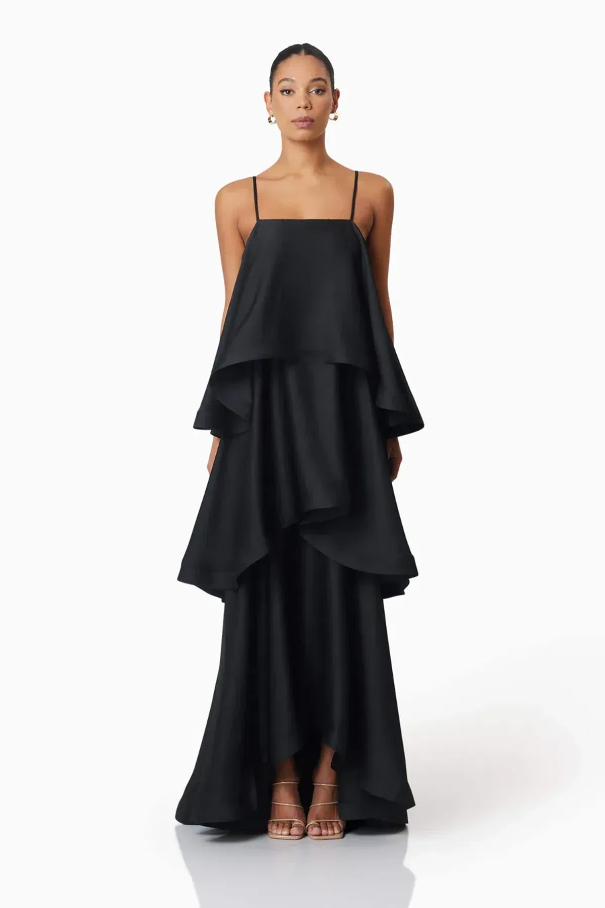 Elliatt Tilly Tiered Maxi Dress in Black Size S / AU 8 for rent on The Volte - main image