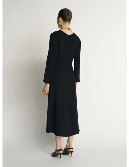 Veronika Maine Double Weave V Neck Midi Dress Size 14 Black for rent on The Volte - image 4