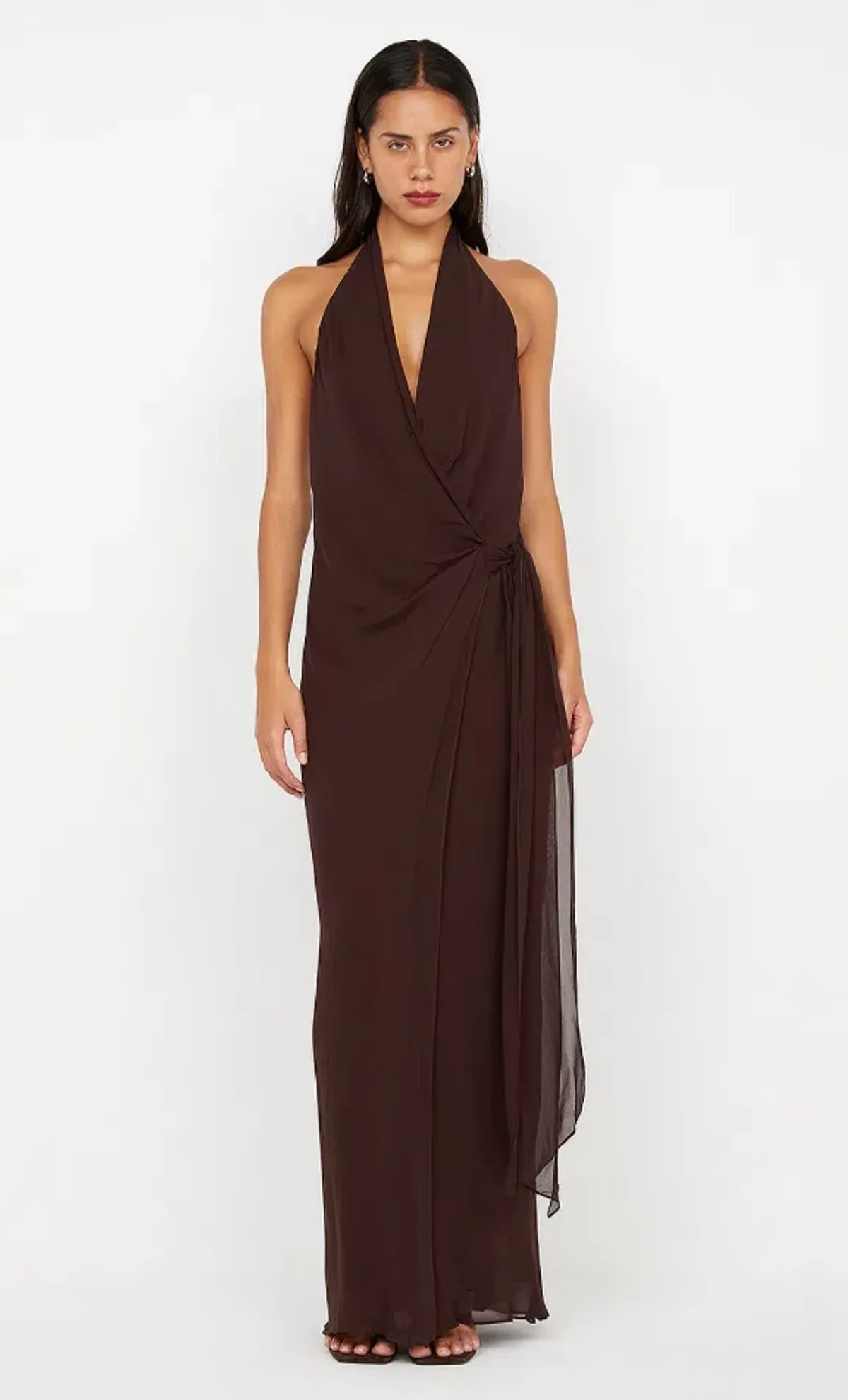 Bec & Bridge Soneva Wrap Maxi Dress Dark Chocolate Size AU 6 - Image 1