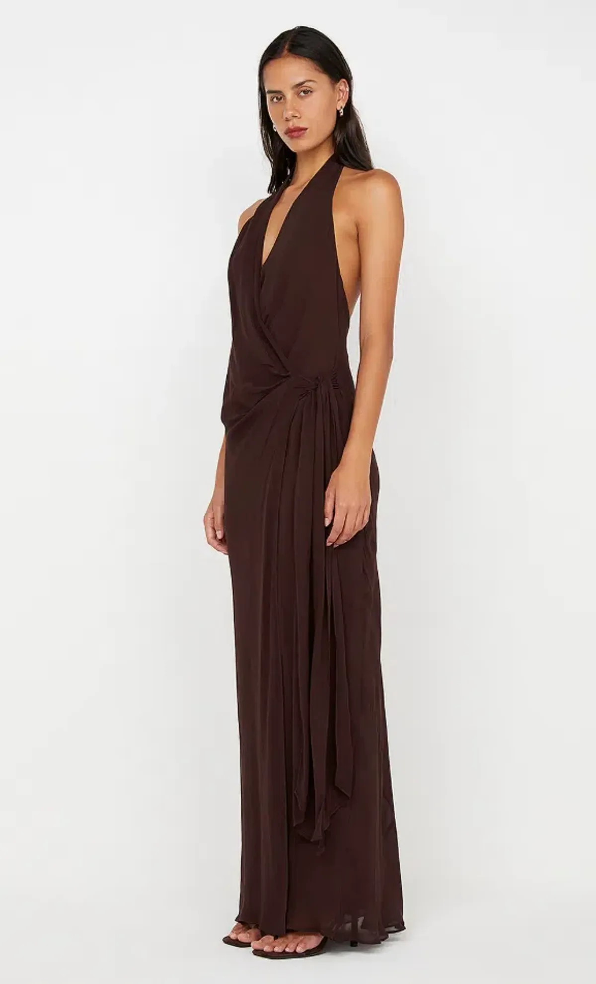 Bec & Bridge Soneva Wrap Maxi Dress Dark Chocolate Size AU 6 - Image 3