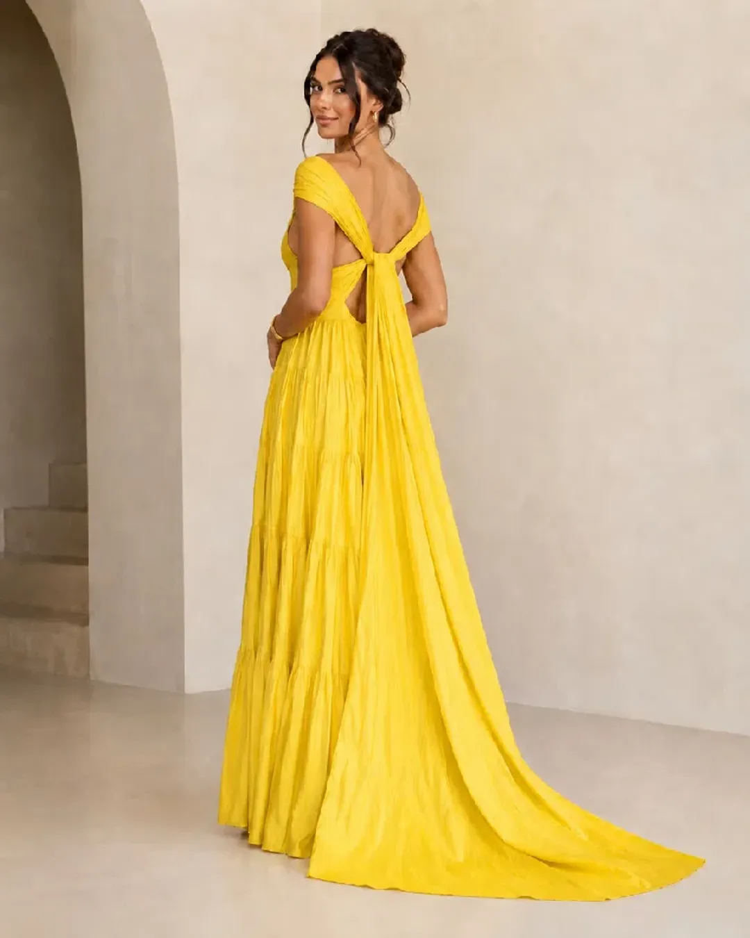 Aje Solstice Tiered Maxi Dress – Daisy Yellow – Size 8/10 for rent on The Volte - main image