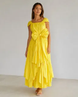 Aje Solstice Tiered Maxi Dress – Daisy Yellow – Size 8/10 for rent on The Volte - image 3