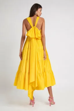 Aje Solstice Tiered Maxi Dress – Daisy Yellow – Size 8/10 for rent on The Volte - image 1