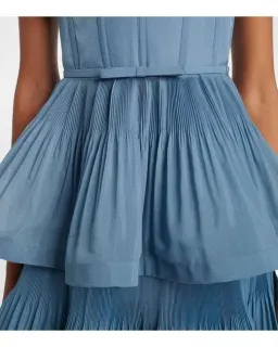 Zimmermann Pleated Tiered Midi Dress in Deep Blue Size 0 / AU 8 for rent on The Volte - image 3