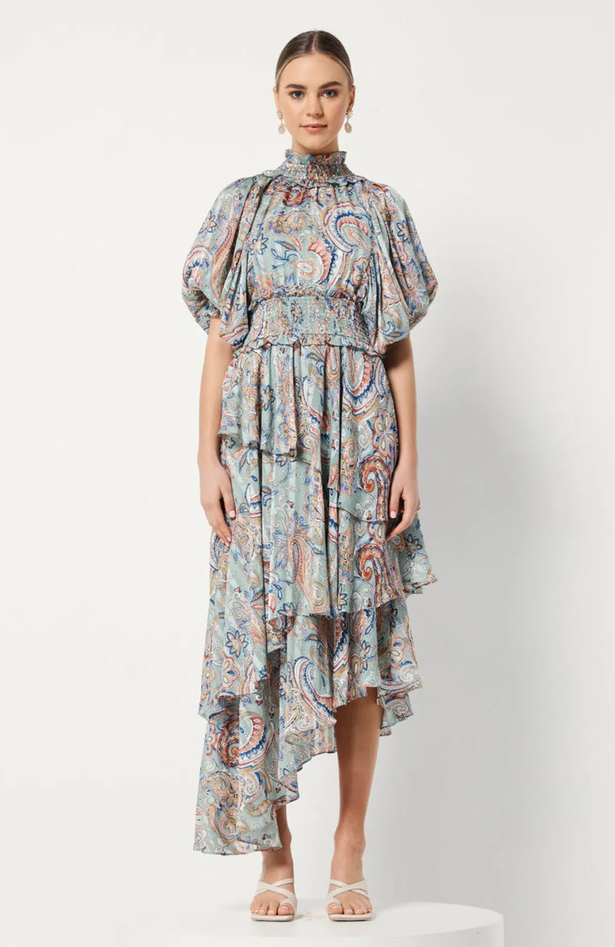 Elliatt Amaya Asymmetrical Dress Paisley Print AU 8 / S - Image 2