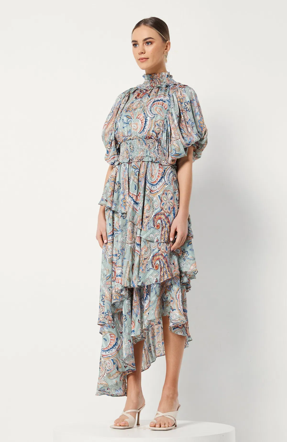 Elliatt Amaya Asymmetrical Dress Paisley Print AU 8 / S - Image 3
