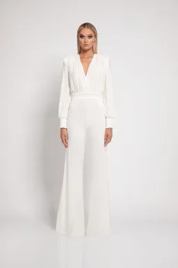 ZHIVAGO READY JUMPSUIT – WHITE / IVORY – SIZE 8/10 for rent on The Volte - image 1