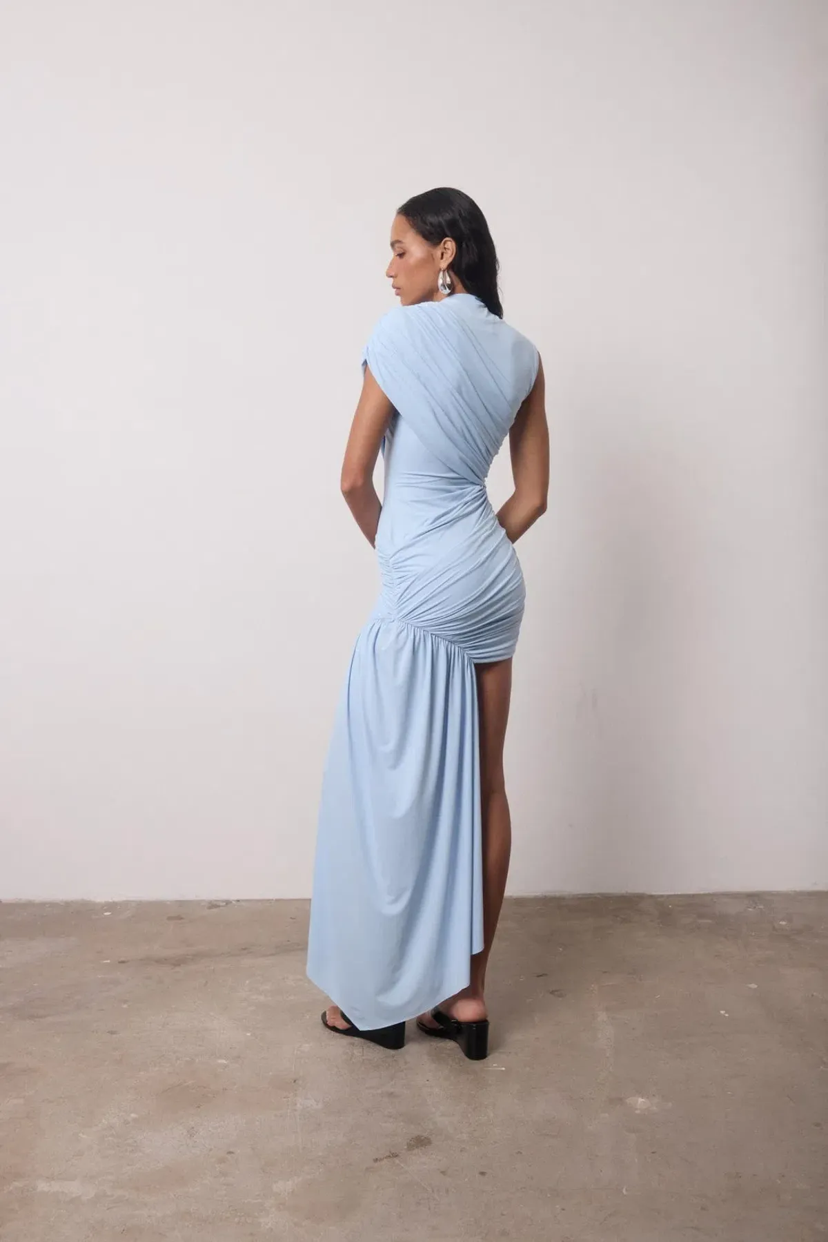 De La Vali Ravenna Mini Dress in Sky Blue Jersey Size 8 - Image 2