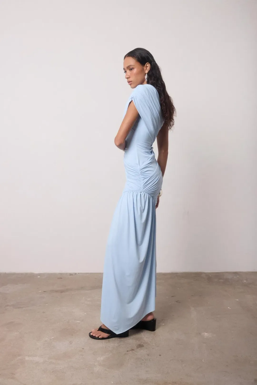 De La Vali Ravenna Mini Dress in Sky Blue Jersey Size 8 for rent on The Volte - main image