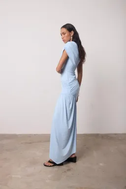 De La Vali Ravenna Mini Dress in Sky Blue Jersey Size 8 for rent on The Volte - image 3