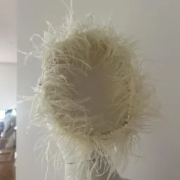 Millinery - Ivory/soft yellow Raw silk and ostrich feather pillbox for rent on The Volte - image 3