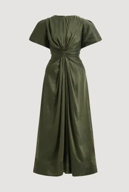 AJE Movement Midi Dress in Dark Olive for rent on The Volte - image 4