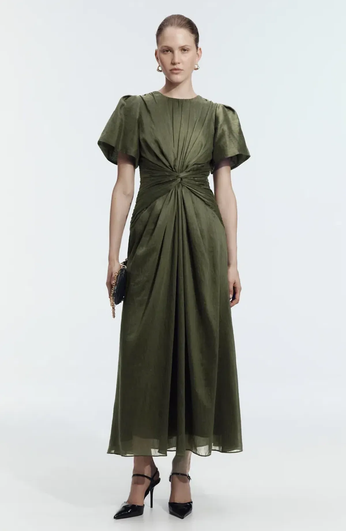 AJE Movement Midi Dress in Dark Olive - Image 1