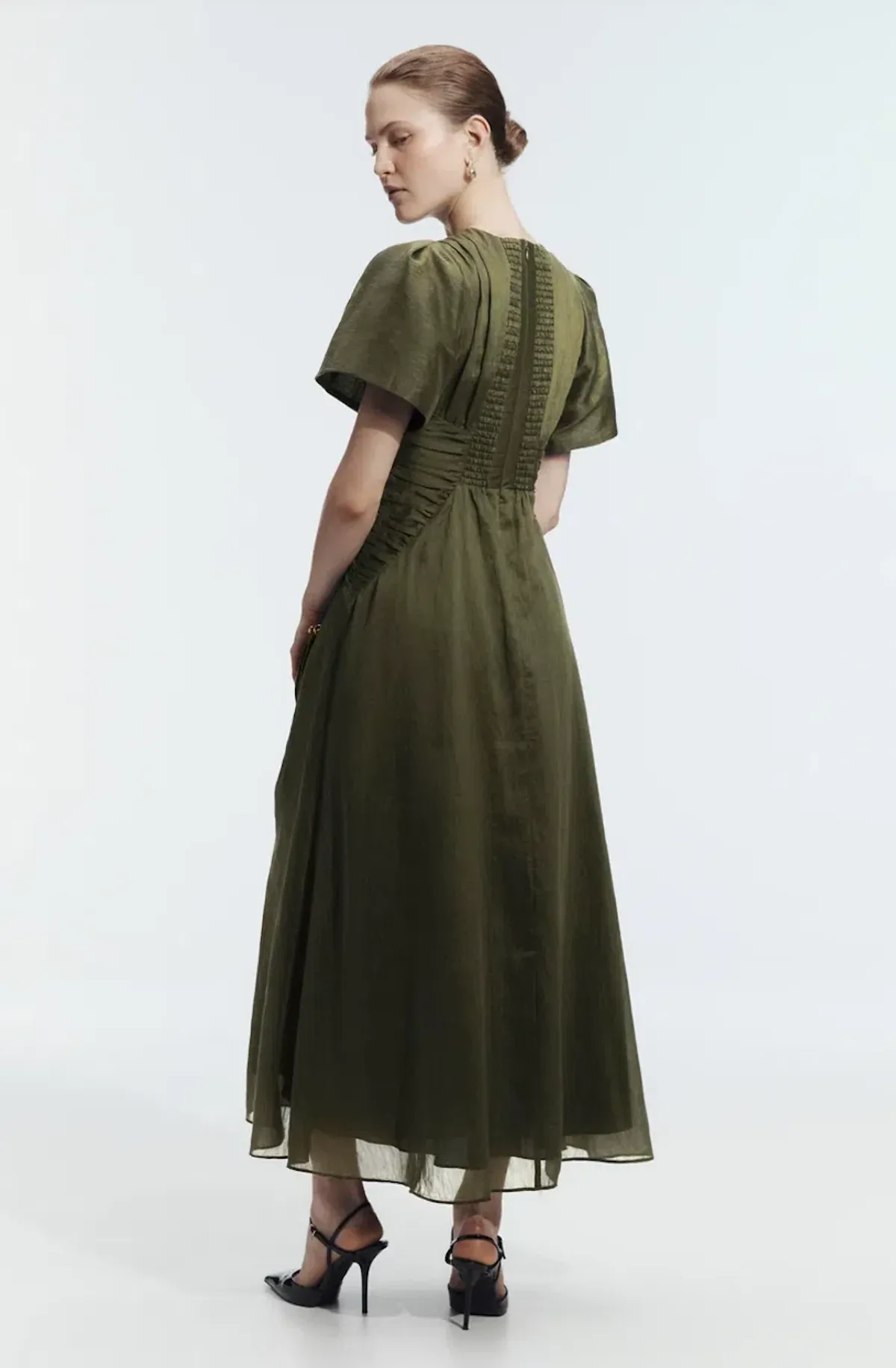 AJE Movement Midi Dress in Dark Olive - Image 3