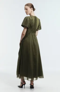 AJE Movement Midi Dress in Dark Olive for rent on The Volte - image 3