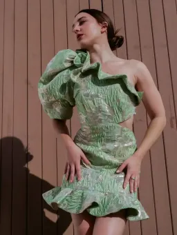 ALEMAIS MIRA ONE SHOULDER MINI DRESS GREEN SIZE 8 for rent on The Volte - image 5