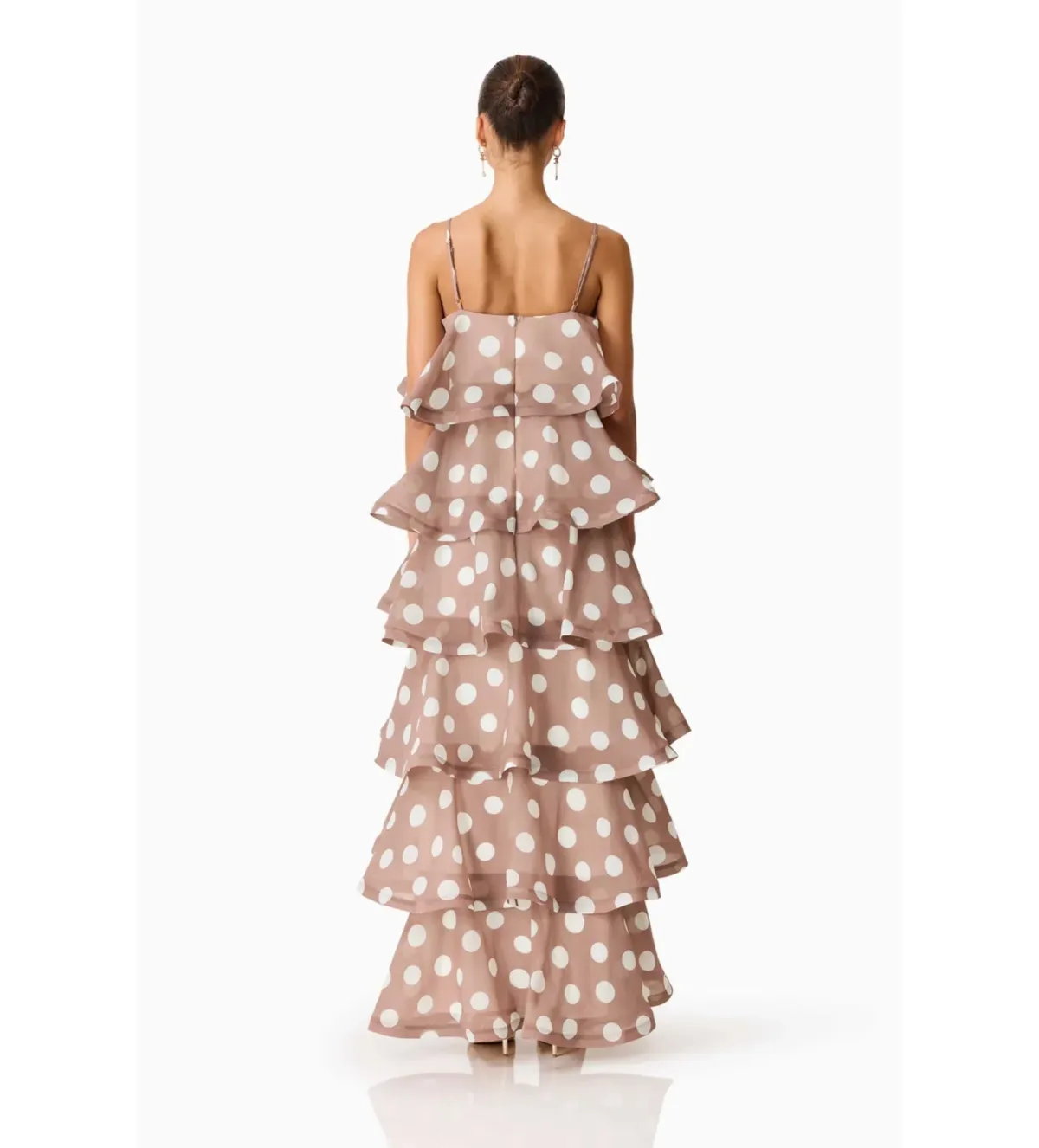 Elliatt Sola Tiered Maxi Dress in Brown Polkadot Size M/AU 10 - Image 5