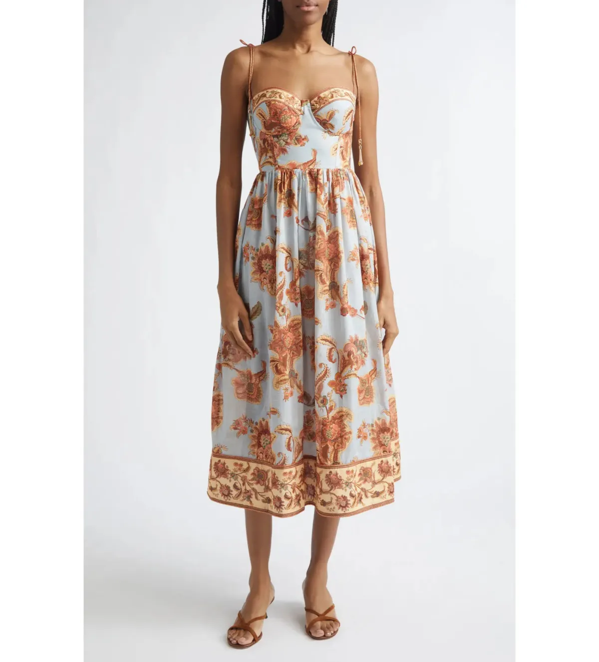 Zimmermann Aster Corset Midi Dress in Blue Jacobean Size 3 / AU 14 - Image 1