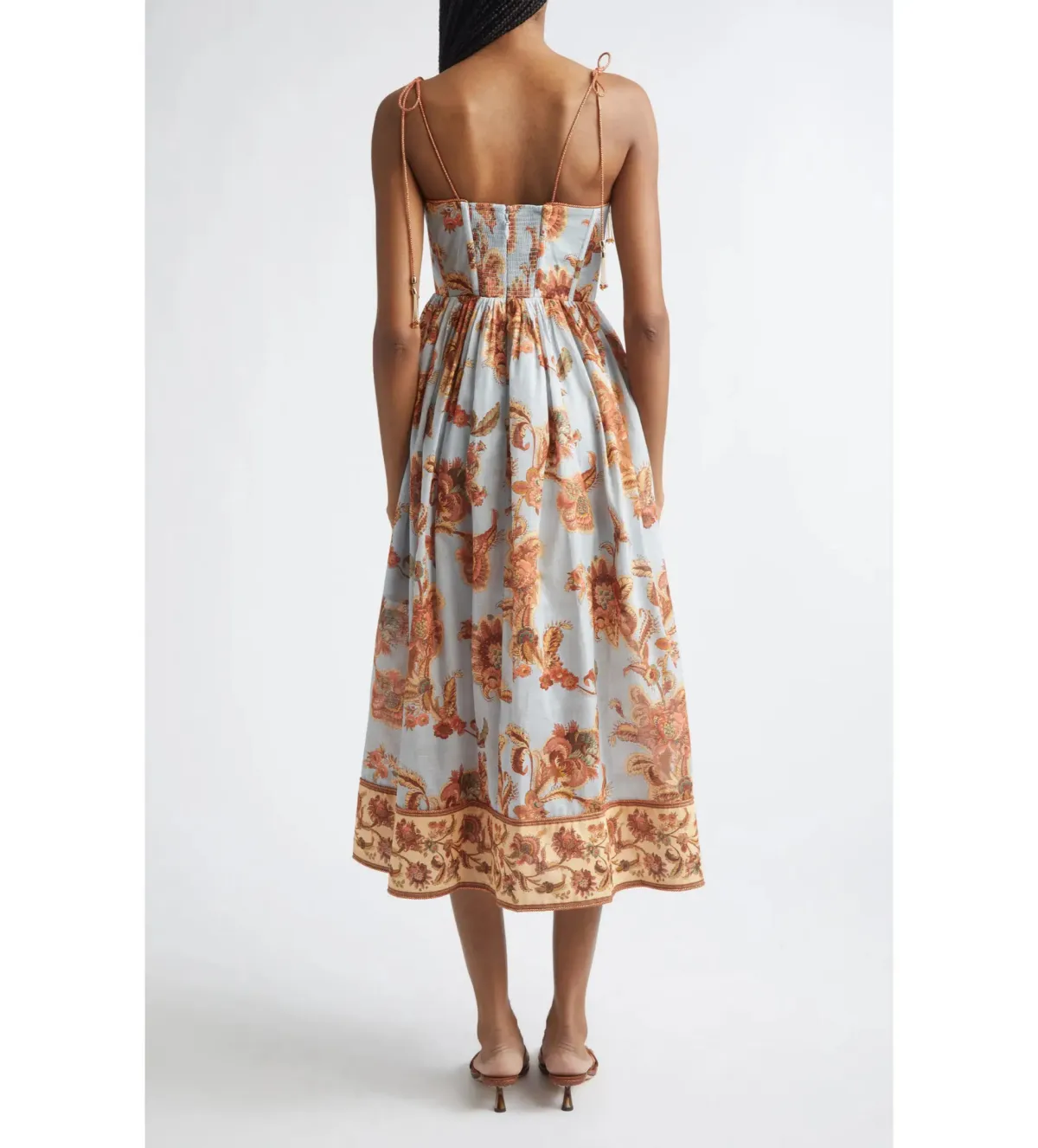 Zimmermann Aster Corset Midi Dress in Blue Jacobean Size 3 / AU 14 - Image 2