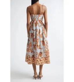 Zimmermann Aster Corset Midi Dress in Blue Jacobean Size 3 / AU 14 for rent on The Volte - image 2