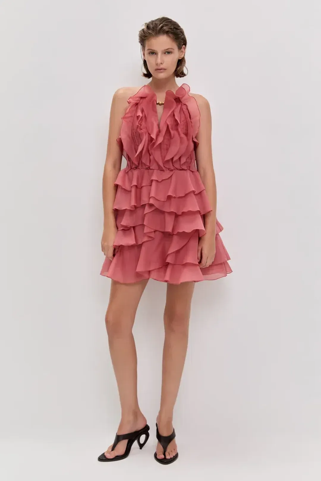 BRAND NEW 🪸 Aje Cleo Mini Dress - Size 10 - Spiced Coral Orange/Pink🪸 Race Day / Hen's Party Dress for rent on The Volte - main image