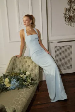 Odd Muse Halter Maxi Dress, Powder Blue, Size 8 for rent on The Volte - image 1