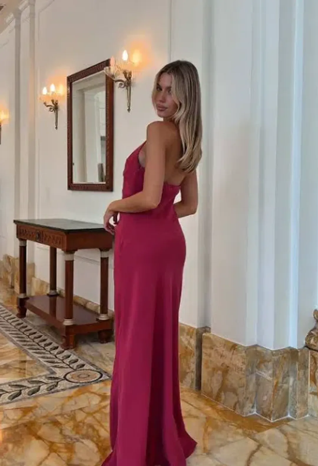 Kookai Maria Halter Maxi Dress, Ruby, Size 8 for rent on The Volte - main image