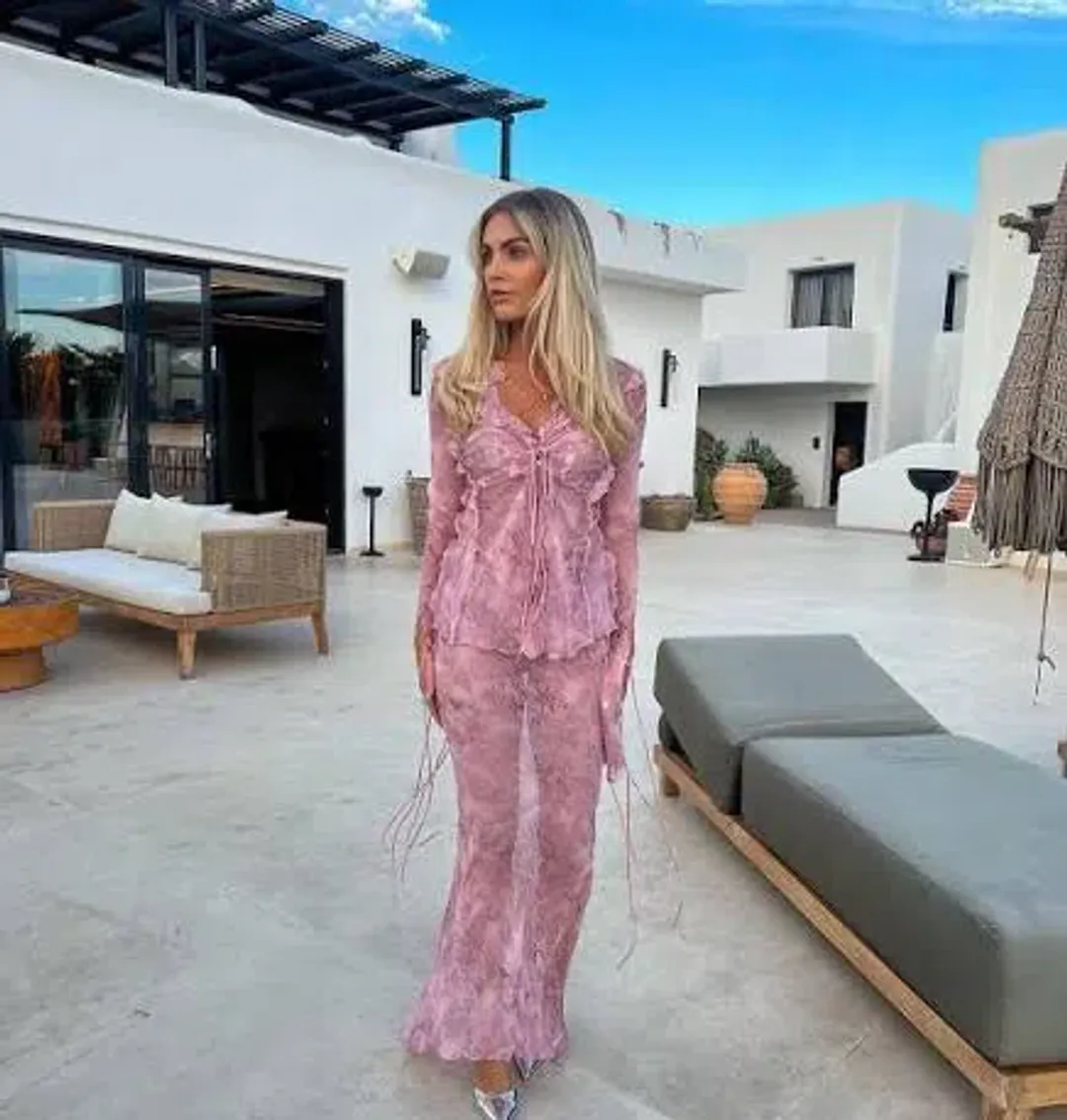 Rat & Boa Cobra Blouse and Maxi Skirt Set, Pink, Size S for rent on The Volte - main image