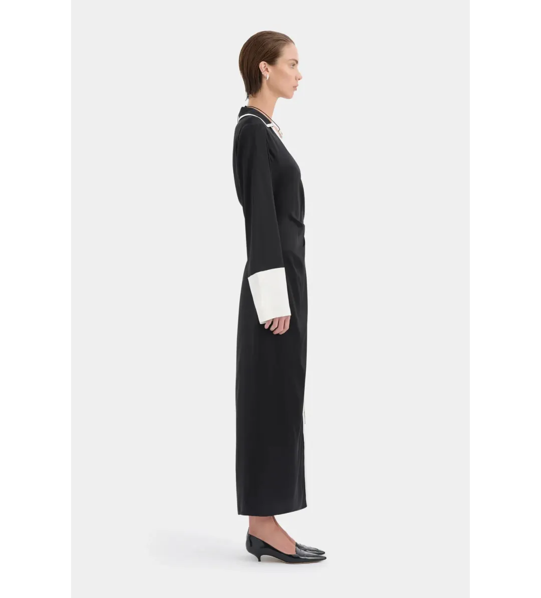 Sir the Label Yasmine Wrap Midi Shirt Dress Black Size 14 for rent on The Volte - main image