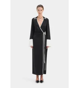Sir the Label Yasmine Wrap Midi Shirt Dress Black Size 14 for rent on The Volte - image 1