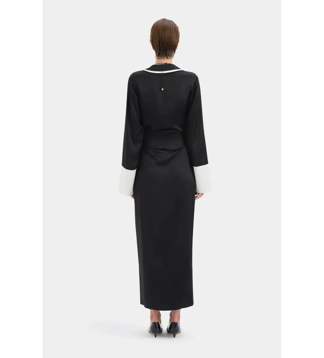 Sir the Label Yasmine Wrap Midi Shirt Dress Black Size 14 for rent on The Volte - main image
