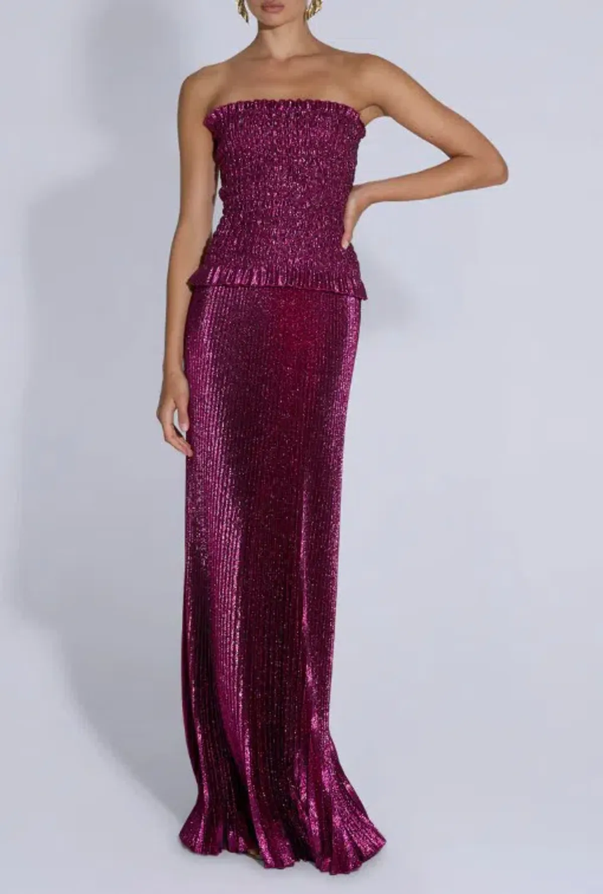 L'IDEE Maya Gown Dress Sangria Glitter Size 6 - Image 4