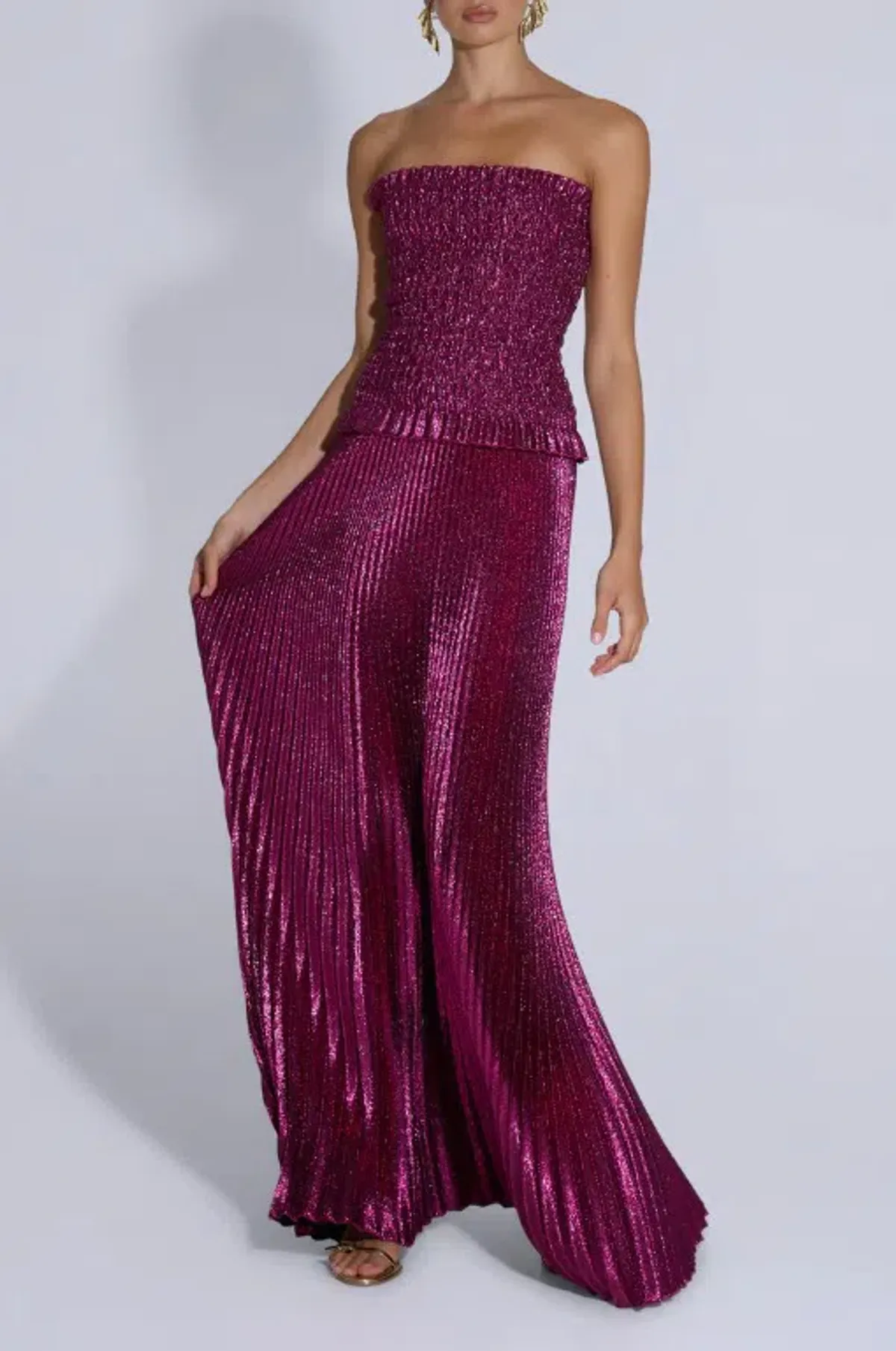 L'IDEE Maya Gown Dress Sangria Glitter Size 6 - Image 3