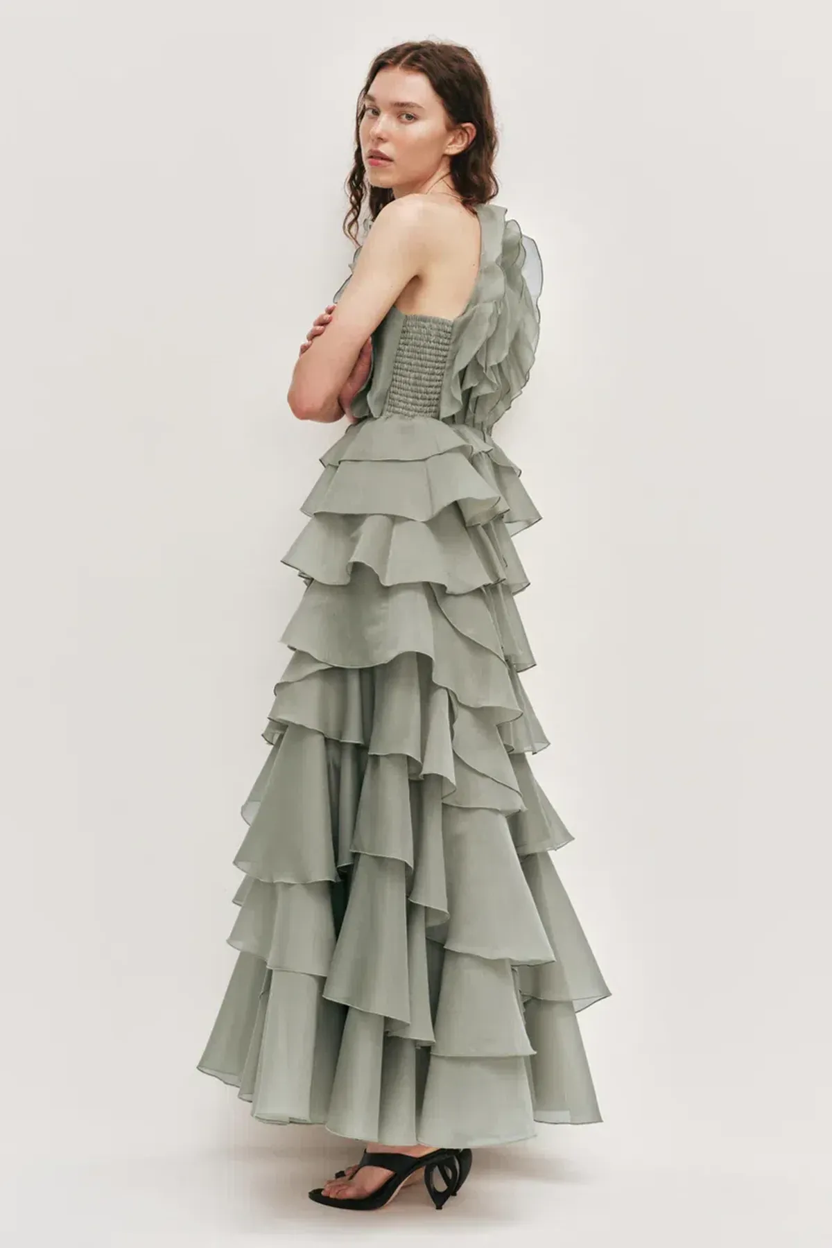 🌴 Aje Cleo Gown in Moss Green - Size 8 - Ruffle Tiered Maxi Dress 🌴 - Image 3