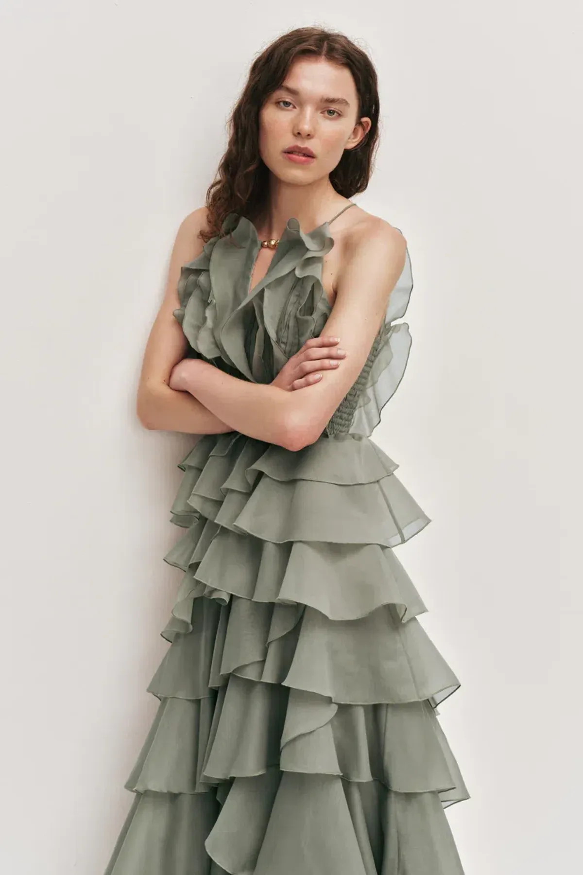 🌴 Aje Cleo Gown in Moss Green - Size 8 - Ruffle Tiered Maxi Dress 🌴 - Image 2