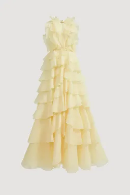π AJE Cleo Gown in Butter Yellow - Size 8 - Ruffle Tiered Maxi Dress π for rent on The Volte - image 7