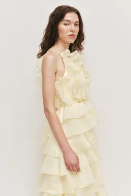 π AJE Cleo Gown in Butter Yellow - Size 8 - Ruffle Tiered Maxi Dress π for rent on The Volte - image 3