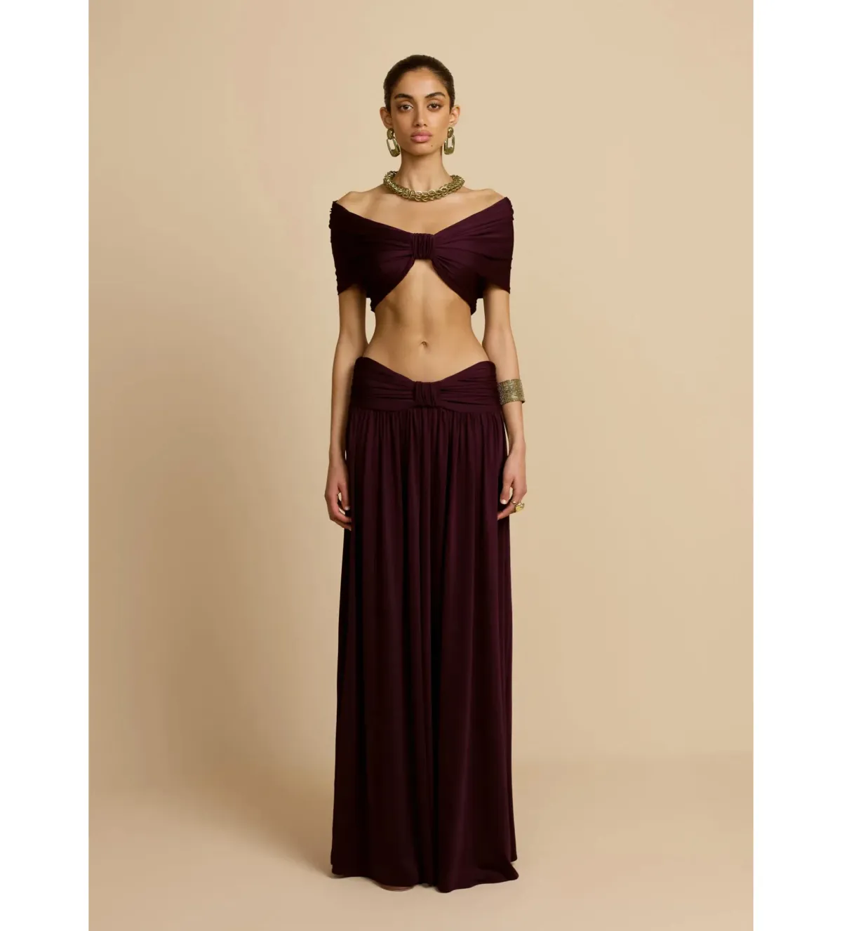 Arcina Ori Alessia Top and Maxi Skirt Set in Plum Size 8 - Image 1