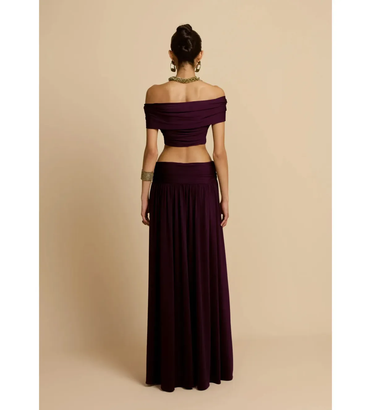 Arcina Ori Alessia Top and Maxi Skirt Set in Plum Size 8 - Image 4