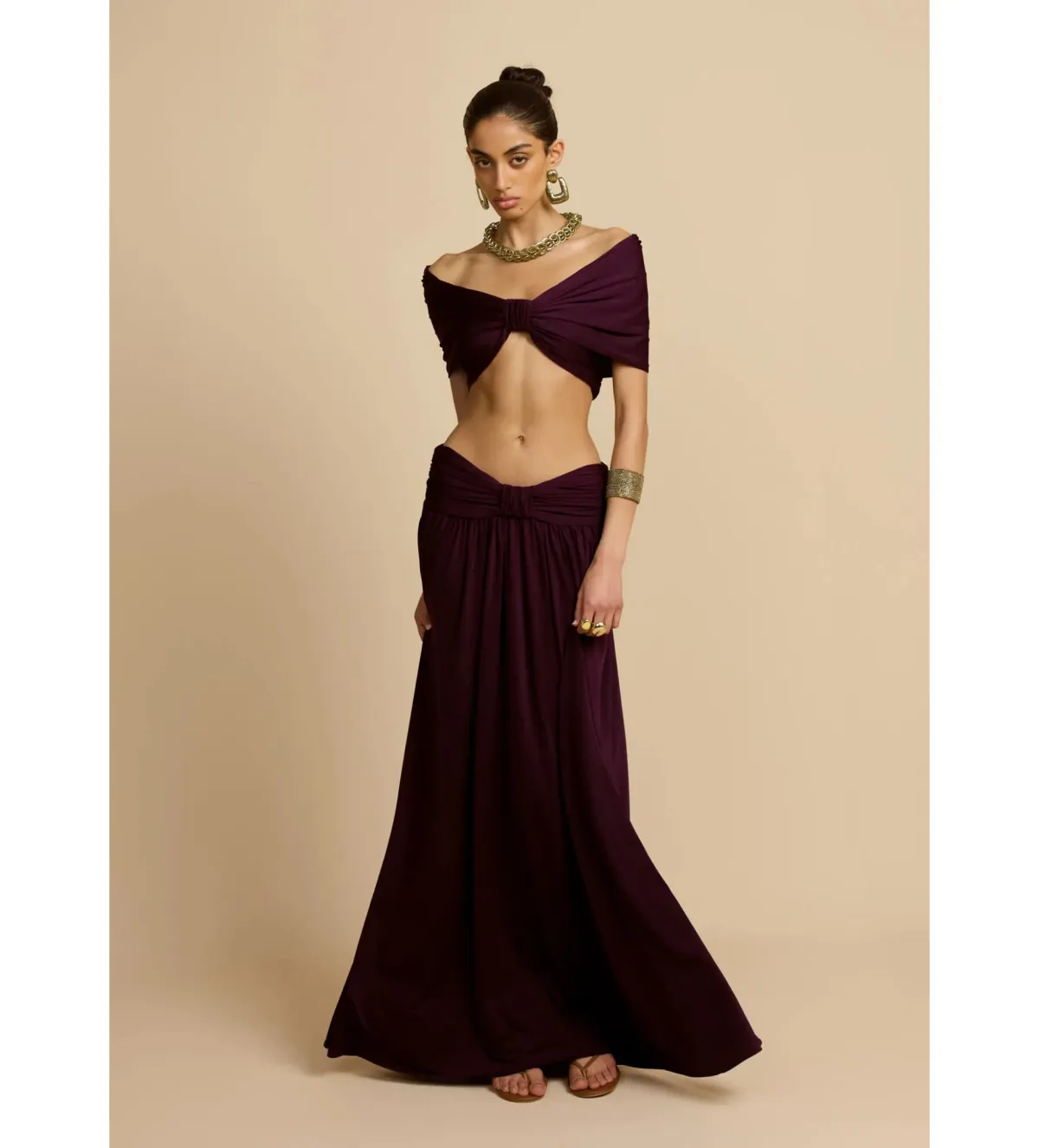 Arcina Ori Alessia Top and Maxi Skirt Set in Plum Size 8 - Image 2