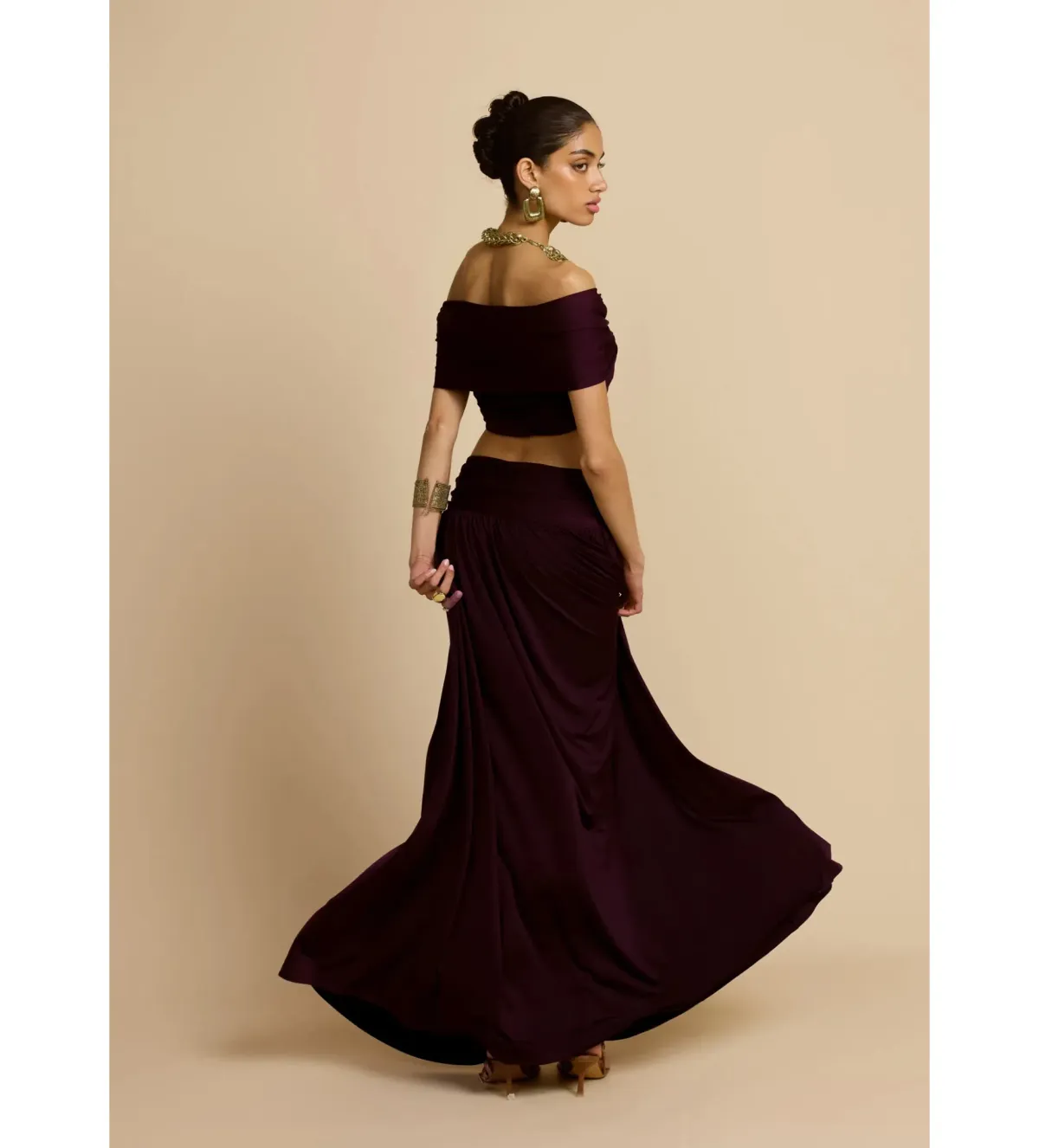 Arcina Ori Alessia Top and Maxi Skirt Set in Plum Size 8 - Image 3