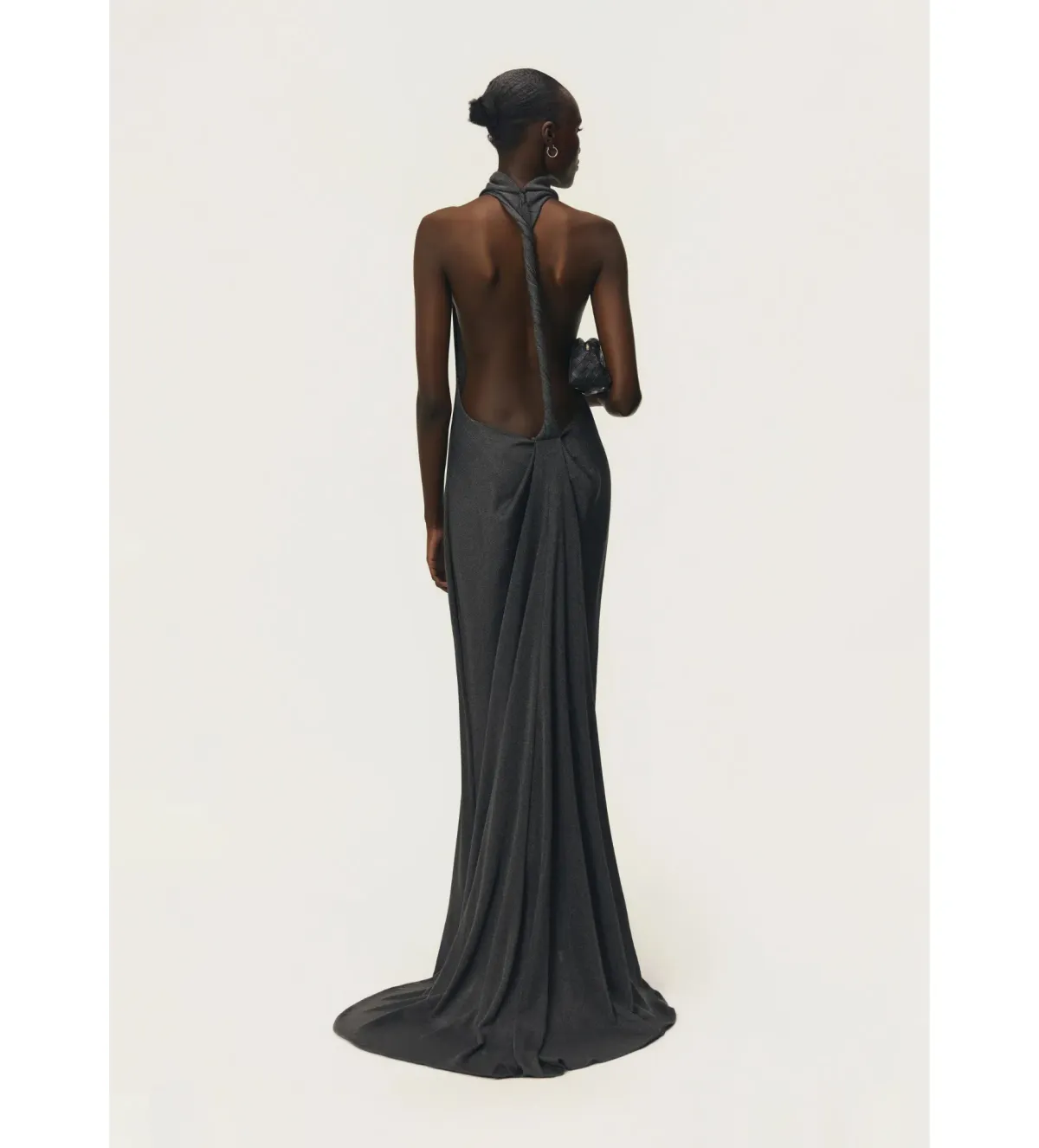 Arcina Ori Romy Maxi Dress with Train in Chrome Metallic Size 6 - Image 3