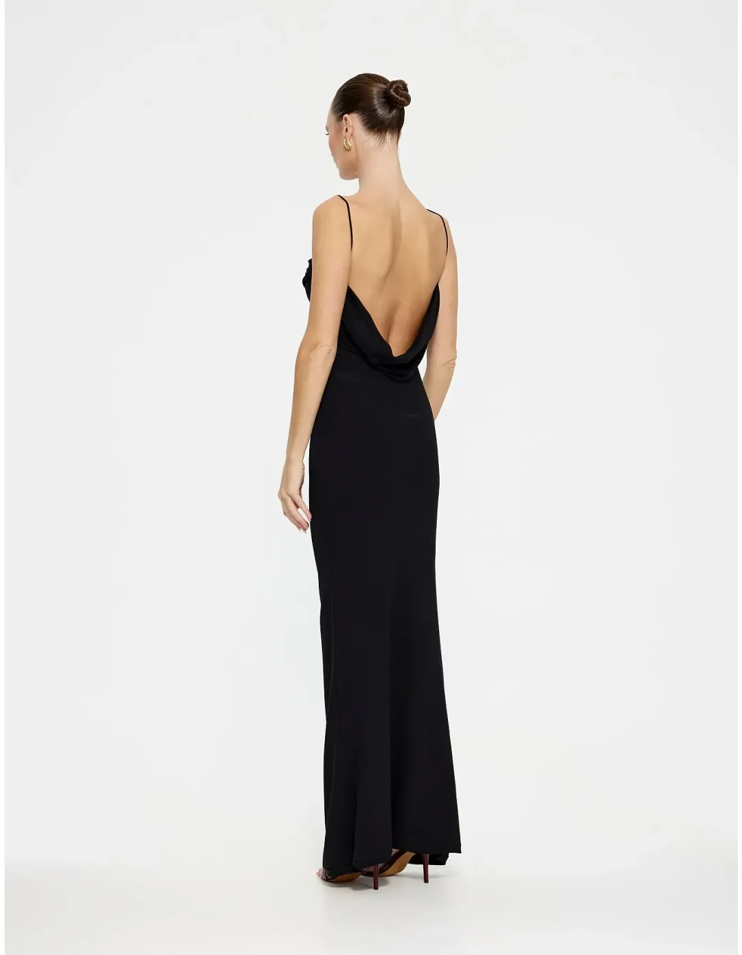 Effie Kats Havilland Low Back Stretch Crepe Gown Size 6 AU Black for rent on The Volte - main image