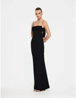 Effie Kats Havilland Low Back Stretch Crepe Gown Size 6 AU Black for rent on The Volte - image 2