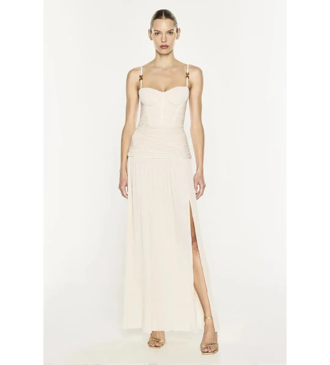 Manning Cartell Double Time Pleat Maxi Dress Nougat Size 8 for rent on The Volte - main image