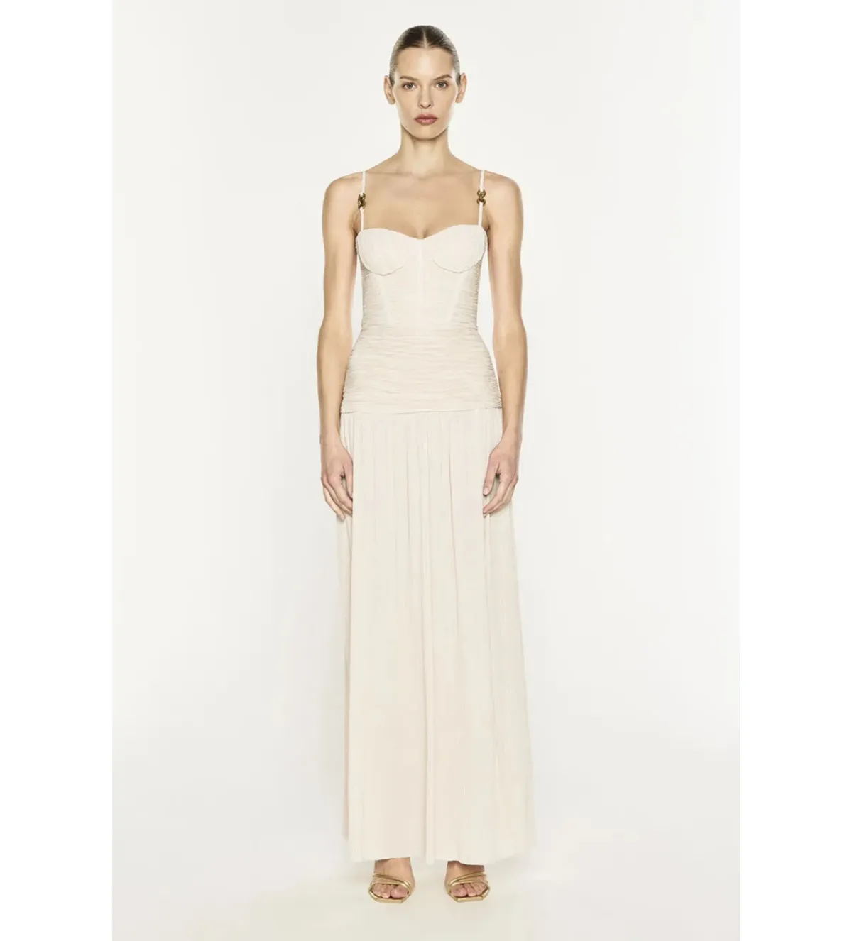 Manning Cartell Double Time Pleat Maxi Dress Nougat Size 8 for rent on The Volte - main image