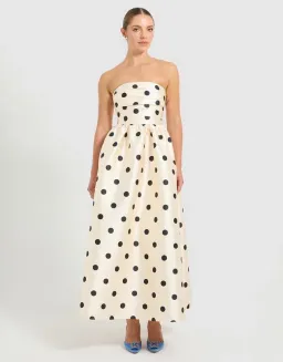 Pasduchas Dottie Strapless Midi Dress Cream Size 10 for rent on The Volte - image 1