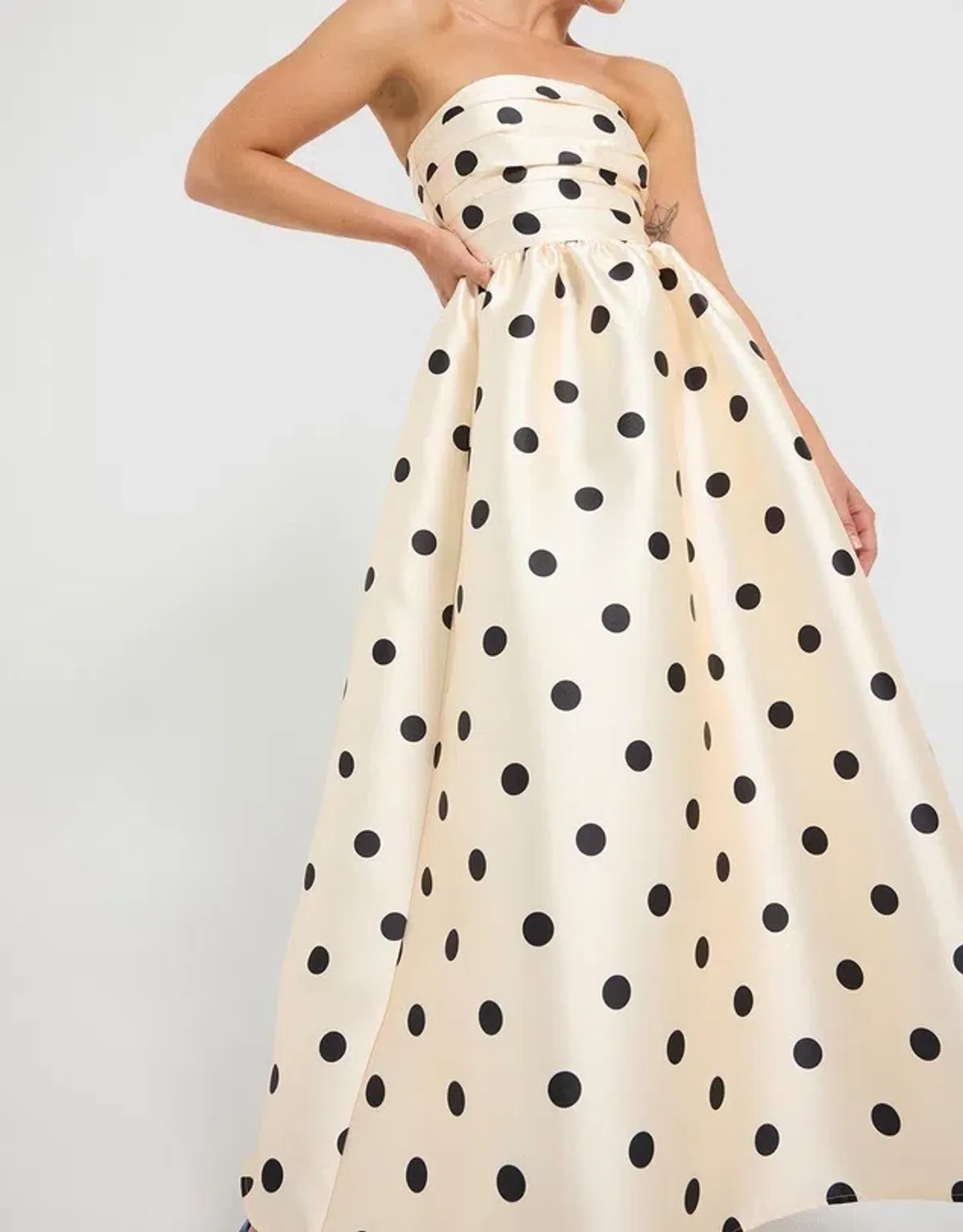 Pasduchas Dottie Strapless Midi Dress Cream Size 10 - Image 3