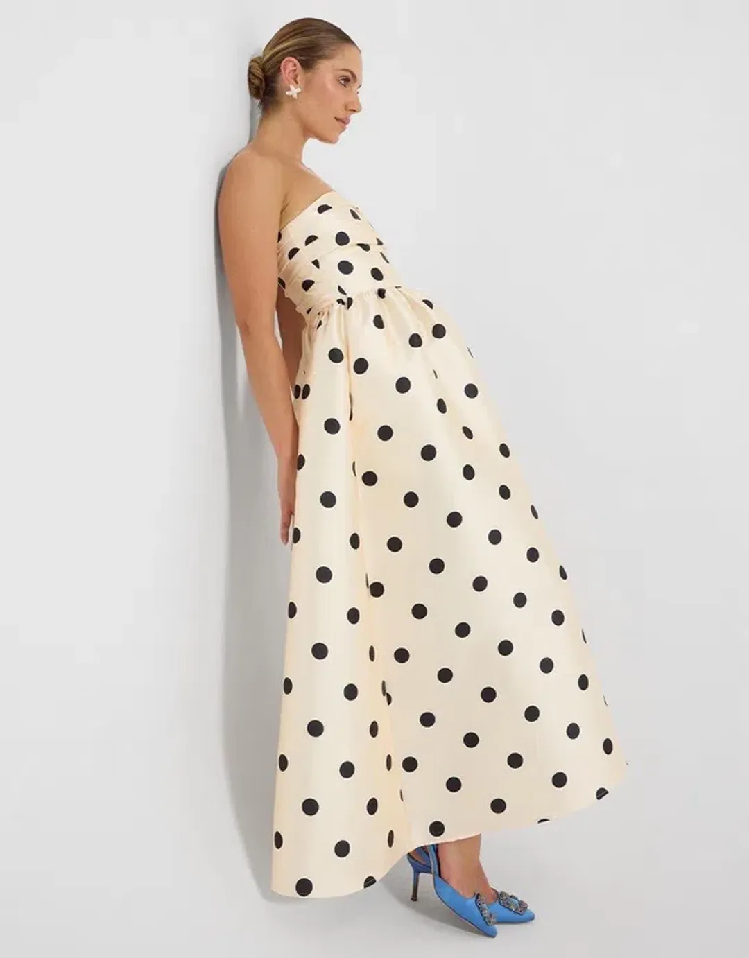 Pasduchas Dottie Strapless Midi Dress Cream Size 10 for rent on The Volte - main image